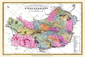 Scottish County Map Gallery: Old County Map of Kurkcudbright Scotland 1847 by A&C Black