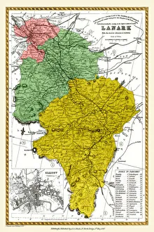 Scottish County Map Gallery: Old County Map of Lanark Scotland 1847 by A&C Black