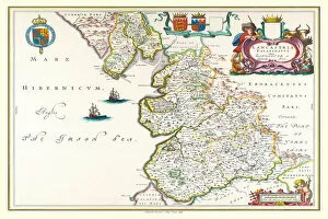 Old Blaue Map Gallery: Old County Map of Lancashire 1648 by Johan Blaeu from the Atlas Novus