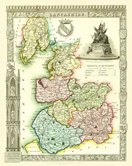 England and Counties PORTFOLIO Gallery: Old County Map of Lancashire 1836 by Thomas Moule