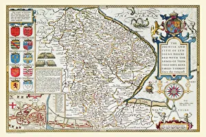 Old County Map of Lincolnshire 1611 by John Speed