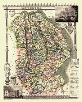 Old English County Map Collection: Old County Map of Lincolnshire 1836 by Thomas Moule