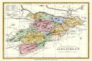 Scottish County Map Gallery: Old County Map of Linlithgow Scotland 1847 by A&C Black