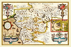 Old Welsh County Map Gallery: Old County Map of Merionethshire 1611 by John Speed