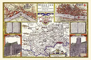 County Map Prints: Old County Map of Middlesex by John Speed