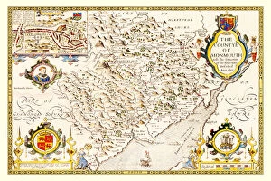 Welsh County Map Gallery: Old County Map of Monmouthshire 1611 by John Speed