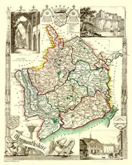 County Map Of England Gallery: Old County Map of Monmouthshire 1836 by Thomas Moule