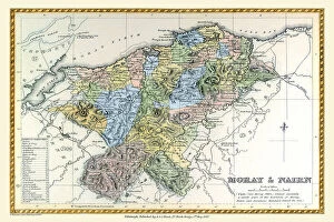 Old County Map of Moray and Nairn Scotland 1847 by A&C Black