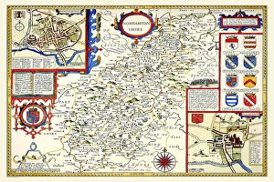 England and Counties PORTFOLIO Gallery: Old County Map of Northamptonshire 1611 by John Speed