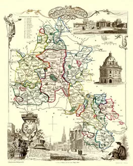 Thomas Moule Collection: Old County Map of Oxfordshire 1836 by Thomas Moule