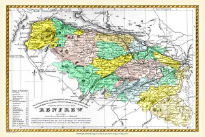Scottish County Map Gallery: Old County Map of Renfrew Scotland 1847 by A&C Black