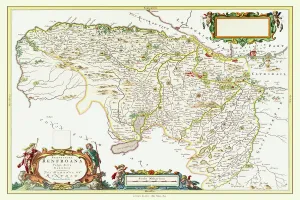 Scottish County Map Gallery: Old County Map of Renfrewshire Scotland 1654 by Johan Blaue from the Atlas Novus