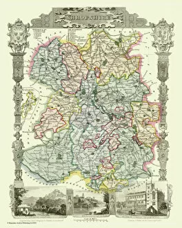 Images Dated 5th November 2020: Old County Map of Shropshire 1836 by Thomas Moule