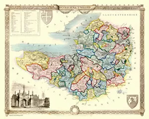 Old County Map of Somersetshire 1836 by Thomas Moule
