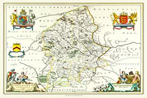 Old Blaue Map Gallery: Old County Map of Staffordshire 1648 by Johan Blaeu from the Atlas Novus