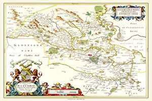Blaeu Family Gallery: Old County Map of Sterlingshire 1654 by Johan Blaue from the Atlas Novus