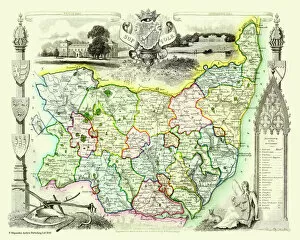 Thomas Moule Collection: Old County Map of Suffolk 1836 by Thomas Moule