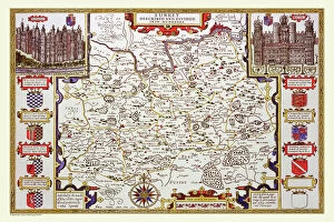 Old English County Map Gallery: Old County Map of Sussex 1611 by John Speed