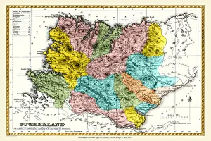 Scottish County Map Gallery: Old County Map of Sutherland Scotland 1847 by A&C Black