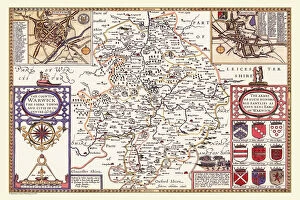 Old County Map of Warwickshire 1611 by John Speed