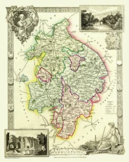 County Map Of England Gallery: Old County Map of Warwickshire 1836 by Thomas Moule