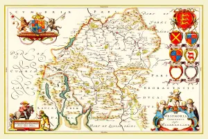 Johan Blaeu Collection: Old County Map of Westmoreland 1648 by Johan Blaeu from the Atlas Novus