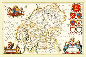 Old Blaue Map Gallery: Old County Map of Westmoreland 1648 by Johan Blaeu from the Atlas Novus