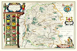Blaeu Family Gallery: Old County Map of Wiltshire 1648 by Johan Blaeu from the Atlas Novus