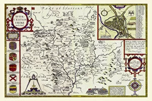 John Speed Map Gallery: Old County Map of Worcestershire 1611 by John Speed