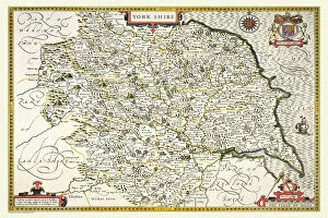 County Map Of England Collection: Old County Map of Yorkshire 1611 by John Speed