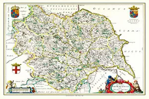 County Map Of England Gallery: Old County Map of Yorkshire 1648 by Johan Blaeu from the Atlas Novus