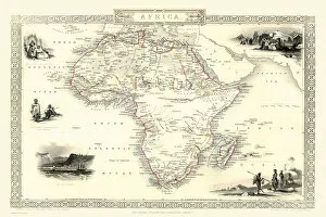 Old Continental Map Gallery: Old Map of Africa 1851 by John Tallis