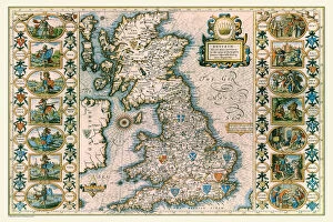 British Isles Map PORTFOLIO Collection: Old Map of Anglo Saxon Britain by John Speed