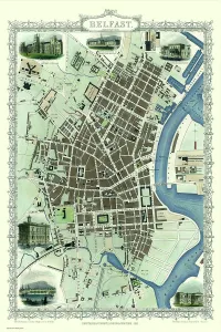 Irish PORTFOLIO Collection: Old Map of Belfast 1851 by John Tallis
