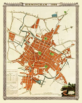 Birmingham Collection: Old Map of Birmingham 1808