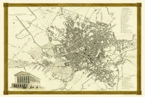 Images Dated 7th October 2020: Old Map of Birmingham 1834 by John Dower and William Orr