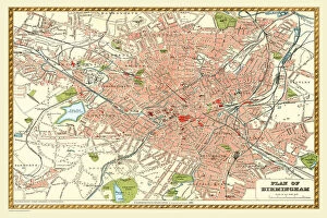 Images Dated 5th October 2020: Old Map of Birmingham 1893 from the Comprehensive Gazetteer Atlas of England and Wales