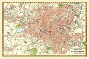 Old Map of Birmingham 1893 from the Comprehensive Gazetteer Atlas of England and Wales