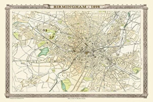 Birmingham Town Plan Gallery: Old Map of Birmingham 1898 from the Royal Atlas by Bartholomew