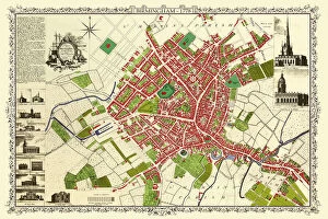 Birmingham Collection: Old Map of Birmingham Surveyed in 1750 by Thomas Hanson