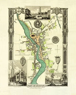 Thomas Moule Map Gallery: Old Map of Boston England 1836 by Thomas Moule