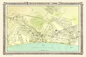 Images Dated 5th November 1898: Old Map of Bournemouth 1898 from the Royal Atlas by Bartholomew