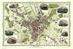 English & Welsh PORTFOLIO Collection: Old Map of Bradford 1851 by John Tallis