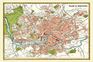 English & Welsh PORTFOLIO Gallery: Old Map of Bristol 1893 from the Comprehensive Gazetteer Atlas of England and Wales