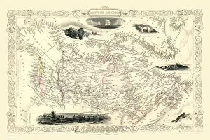 Maps of Canada, Newfoundland, Nova Scotia And Alaska PORTFOLIO Gallery: Old Map of British America, or Canada 1851 by John Tallis