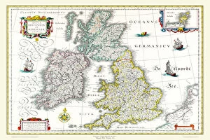 British Isles Map PORTFOLIO Collection: Old Map of The British Isles 1635 by Willem & Johan Blaeu from the Theatrum Orbis Terrarum