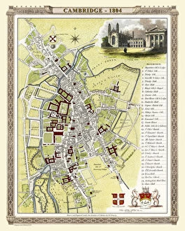 English & Welsh PORTFOLIO Collection: Old Map of Cambridge 1804 by Cole and Roper