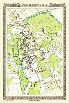 Old Town Plan Gallery: Old Map of Cambridge 1898 from the Royal Atlas by Bartholomew