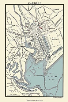 Old Town Plan Collection: Old Map of Cardiff 1890 by A&C Black