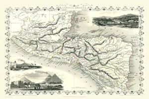 Maps of Central and South America PORTFOLIO Collection: Old Map of Central America 1851 by John Tallis
